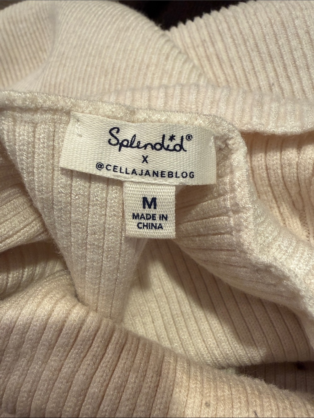 Splendid x @cellajaneblog Slouchy Tunic Ribbed Turtleneck Cream size Medium - Picture 2 of 4